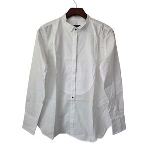 J. Crew Jules Tuxedo Shirt Cotton Poplin Classic Ft Women 6 White NWT $128 CP642